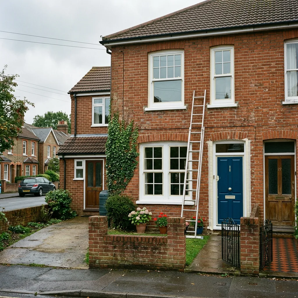 Window frames and a front door repainted on an Oldbury semi